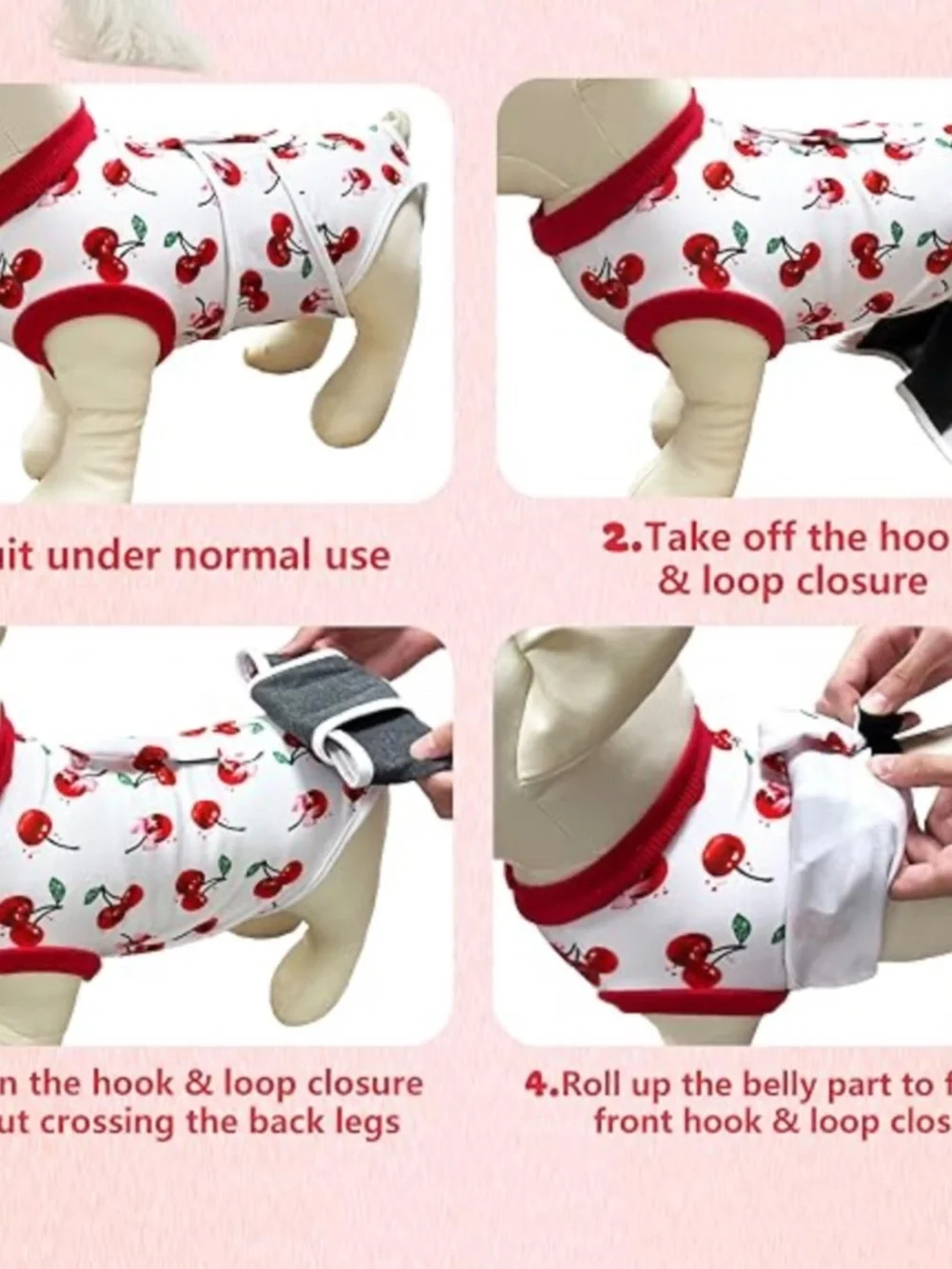 Dog Recovery Suit Large Cherry Print Surgery Onesie NWOT